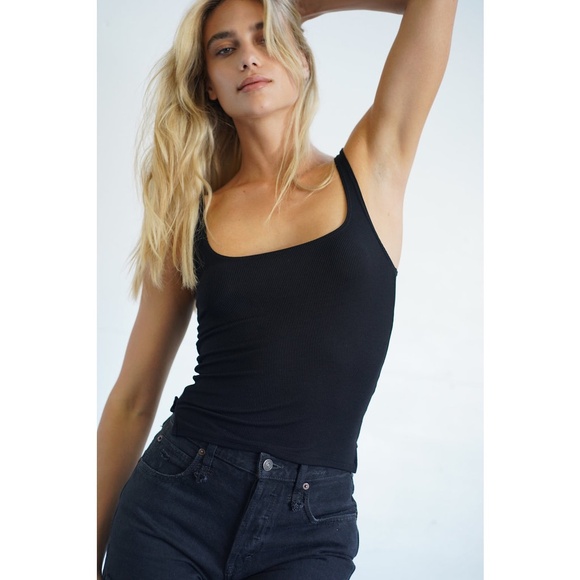 NWT LNA Black Scoop Ribbed Tank - Picture 1 of 2